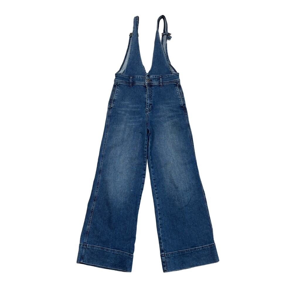 Free People Indigo Wide-Leg Denim Overalls